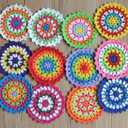 12 Assorted Crochet Round Granny Squares Rainbow Doilies Lot for DIY Crafts Bar Coasters Plant Mats
