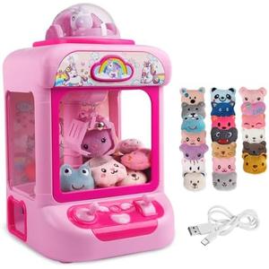 TingingYuli Claw Machine for Kids,Unicorn Mini Vending Machines Candy Grabber Prize Dispenser Toys for Girls,Electronic Arcade Game with 20 Mini Plush Toys for Christmas Easter Birthday Gifts