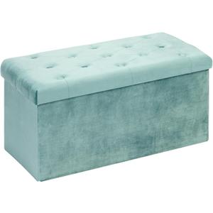 B FSOBEIIALEO Folding Storage Ottoman, Long Ottomans Shoes Bench, Velvet Storage Chest Footrest Seat 31.5"x15.7"x15.7" (Teal, Large)