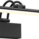 KDG LED Cordless Wall Picture Light with Remote, 5200mAh Rechargeable Dimmable Art Lighting, Adjustable Swing Arm, Picture Frame Light for Gallery, Living Room, Hallway, 16.3 inch, Black