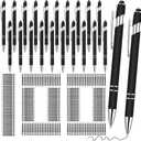 Yeaqee 100 Pieces Ballpoint Pen with Stylus Tip Click, 2 in 1 Black Ink, 1.0 mm Medium Point Stylus Metal Pen for Touch Screen Tablet (Black)