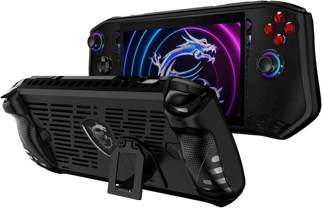 Protective Case for MSI Claw A1M 7" PC Gaming Handheld 2024,MSI Claw A1M TPU Grip Cover Back Shell Accessories with Ergonomic Grip & Kickstand(Black)