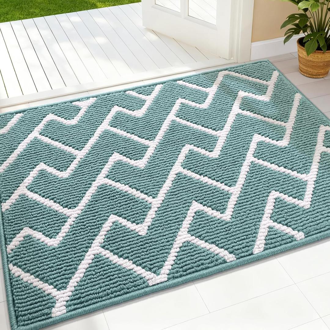 OLANLY Front Door Mat, Non-Slip Rubber Backing, Dirt Resistant and Absorbent, Washable, Easy to Clean Low-Profile Indoor Doormat for Back Door, Entryway, Inside Entrance, 32x20, Sage Green