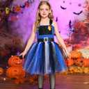 Girls Halloween Costume Rabbit Police Tutu Dress with Headband Police Officer Cosplay Costume Birthday Party Outfits (4-5 Years, Blue Black)