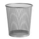 Mesh Waste Basket, Silver Steel Wire, Office Trash Can with Nonslip Base