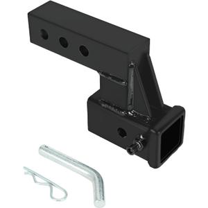 2" Hitch Receiver, Trailer Hitch Extender Riser Hitch Adapter with 4 inch Drop/Rise Attaches to Class 3 or 2 Hitch Receiver with Pin and Clip