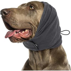 SUNFURA Dog Calming Hoodie, No Shake Ear Wraps for Dogs Anxiety Relief, Pet Ear Cover Muffs Noise Protection for Firework, Grooming, Force Drying, Pet Neck Warmer for Noise Cancelling, Grey M