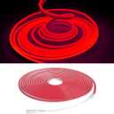 Red LED Neon Strip Light16.4ft/5m 12V Waterproof Flexible Light Strip for Indoor and Outdoor Decor, Bedroom, Kitchen, Party, TV Backlight.(Power Adapter not Included)
