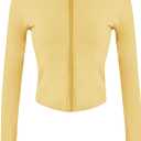 Lviefent Womens Lightweight Full Zip Running Track Jacket Workout Slim Fit Yoga Sportwear with Thumb Holes (Yellow, S)
