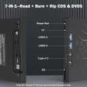 7 in 1 External DVD Drive, External CD/DVD Drive for Laptop USB 3.0 & Type-C, Portable CD/DVD +/-RW Disk Drive, CD/DVD Burner CD ROM External Drive for Laptop Desktop PC Windows 10/11 XP Mac Linux