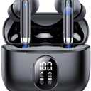 QXQ 2026 New Wireless Earbuds, Bluetooth 5.4 Headphones HiFi Stereo with 4 ENC Mic, 40H Mini Ear Buds in-Ear Noise Cancelling Earbuds with LED Screen, Light Bluetooth Earphones for Android iOS, Black