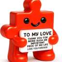 Fathers Day Love Gifts for Him Her, Wedding Anniversary Birthday Gifts for Boyfriend Girlfriend, I Love You Gift, to My Love Romantic Puzzle Piece Decor for Husband Wife Couples