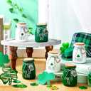 Umigy 6 Set St. Patrick's Day Mini Mason Jars Saint Patrick's Day Tiered Tray Decor Shamrock Small Glass Jars with Lids Wood Tags and String Mason Jars for Centerpieces Kitchen Table Party Supplies
