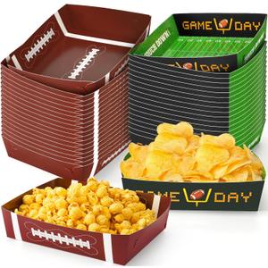 36Pack Football Party Decorations Large Football Food Plates Football Paper Snack Tray Disposable Bowls Football Theme Party Favors for Gameday Carnivals Sport Game Events Birthday Party Supplies