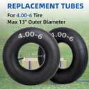 GICOOL 4.00-6 Replacement Inner Tube, 2 Pack with TR-13 Valve Stem, Heavy Duty, For 13" Tires Wheelbarrow Garden Utility Wagon Go Cart Lawn Mower