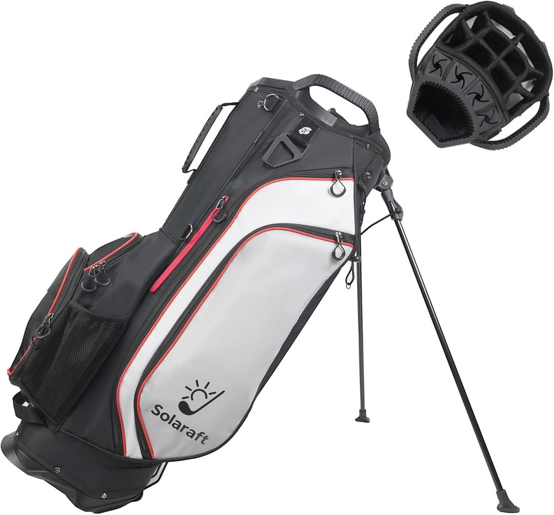Golf Stand Bag, 15-Way Full-Length Dividers, Lightweight with Stable Carbon Fiber Legs, Waterproof Golf Bag for Men Women, Golf Course & Travel Use