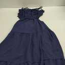 Fisoew Women's Spaghetti Strap Maxi Dress Summer Sleeveless Side Cut Out Dress Casual Boho Backless Flowy Long Dresses (Medium, Navy Blue)