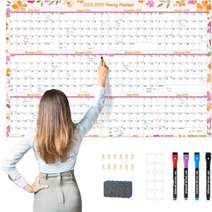 EYROZILL 2025-2027 Dry Erase Wall Calendar, 48"x32" Large Monthly Planner for Home, Office & Classroom, Academic Year Whiteboard with Markers & Eraser (July 2025 - June 2027)