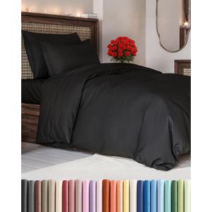 Black Duvet Cover Twin/Twin XL Size - Extra Soft Twin/Twin XL Size Duvet Cover - Lightweight & Breathable - Easy Care & Fade Free w/ Zipper Closures & Ties - 68" x 90" Inches - Comforter Not Included