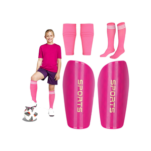 Soccer Shin Guards for Kids Adults, Toddler Shin Pads Set with Sleeves and Long Soccer Socks for Age 2-16 Boys & Girls, Youth &Men, Lightweight Soccer Equipment L