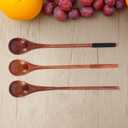 Unomor 3Pcs Long Handle Wooden Coffee Spoon Set Small Wooden Stirring Spoons for Coffee Tea Honey and Dessert Mixing Natural Material