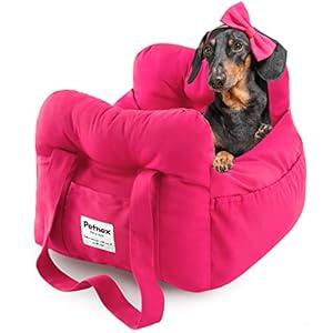 Dog Car Seat for Small Dogs, Portable Puppy Car Seat of Easy Installation, Fashionable Pet Carrier Bag with Large Pockets, Machine Washable Dog Booster Seat (Pink)
