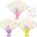 3 Pcs Daisy Birthday Party Decorations Pastel Rainbow Table Centerpieces Macaron Flower Model Foil Spray Table Decor Floral Metallic Burst Centerpiece for Birthday Shower Wedding Supplies