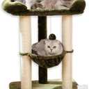 Happi N Pets 28" Large Cat Tree Tower for Indoor Cats, Cat Scratch Post with Large Bed for Maine Coon Big Cats, Sisal Cat Scratcher with Soft Perch & Hammock, Stable Cat Stand, Removable Cover-Green