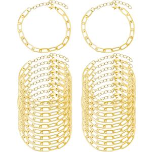 tiggell 20pcs Chain Bracelets Kit Alloy Link with Lobster Clasps for Christmas DIY Women Jewelry Findings Bracelet Making (Gold)