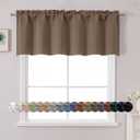 Chyhomenyc Brown Valance for Window, Blackout Small Kitchen Curtain for Bedroom/Living Room, Rod Pocket Privacy Short Window Treatment Valance RV Bunk Panels, 60" Wx18 L