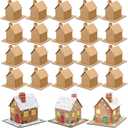 Engrowtic Christmas Gingerbread House Kit DIY Christmas Crafts 3.94 x 2.95 x 3.74 Inches Cardboard Paint Build 3D Gingerbread House Kit for Xmas Party Holiday Supplies Decor(50 Pack,Lovely Style)