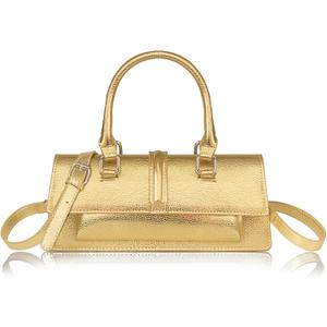 Small Metallic Crossbody Bag Y2K Silver Purse Clutch Bag for Women Cute Top Handle Purse Satchel shoulder Bag (Gold)