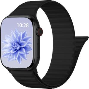 Patented Magnetic Sport Silicone Band Compatible with Apple Watch Bands 40mm 38mm 41mm 44mm 45mm 42mm 49mm Women Men, Soft Silicone Sport Loop Strap for iWatch Series 11 10 9 8 7 6 5 4 3 2 1 SE Ultra