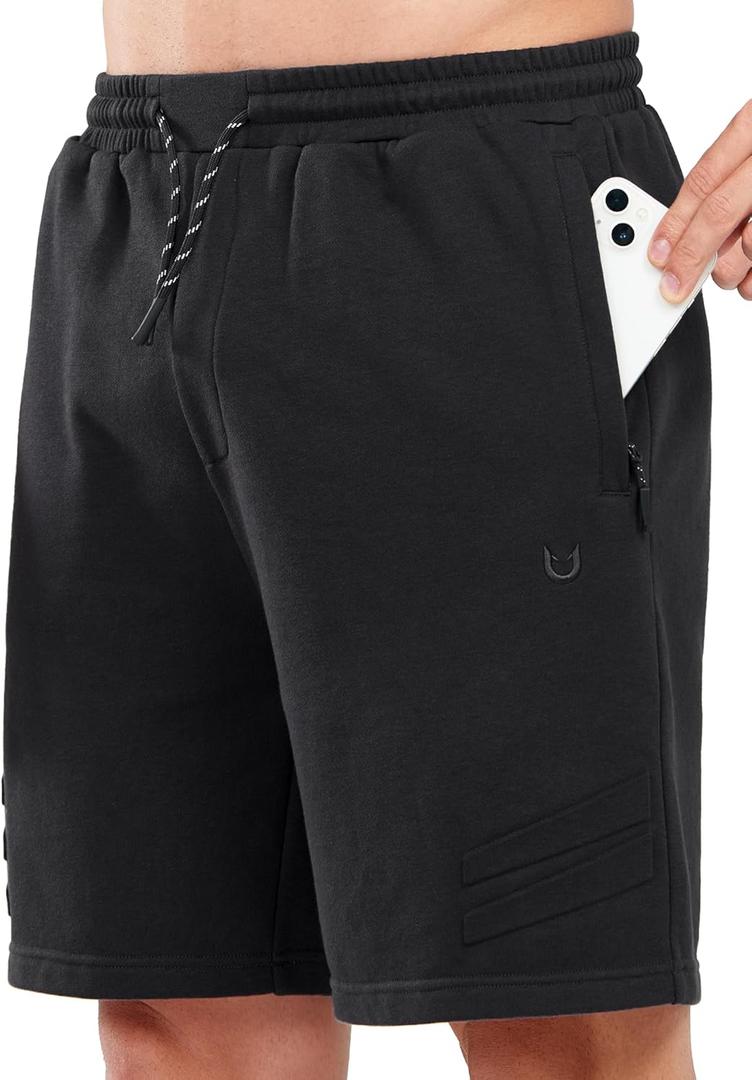 NORTHYARD Men's Cotton Casual Sweat Shorts Athletic Running Short with Zipper Pockets 7" Workout Gym Lounge for Mens L