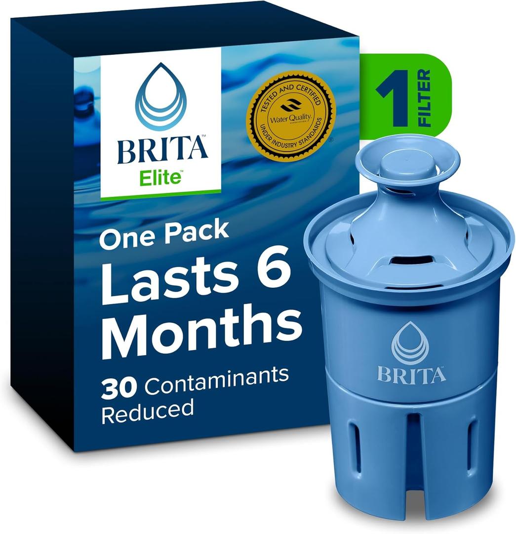 Brita Elite Water Filter Replacement for Pitchers and Dispensers, BPA-Free, Reduces 99% of Lead, Lasts Six Months or 120 Gallons, Includes 1 Pitcher Replacement Filter