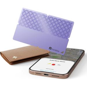 2025 [Apple MFi Certified] (iOS Only) Bluetooth Tracker Smart Finder for Apple Find My, iPhone Card Wallet Finder GPS Tracker, 5-10 Years Battery, Keys Finder and Item Locator for Keys, Bags, Passport (Pack of 1, Purple)