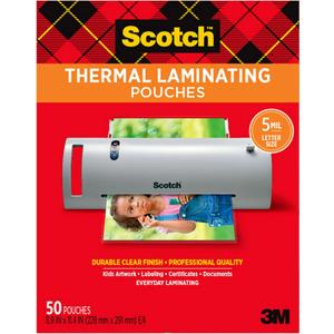 Scotch Thermal Laminating Pouches Premium Quality, 5 Mil Thick for Extra Protection, 50 Pack Letter Size Laminating Sheets, Our Most Durable Lamination Pouch, 8.9 x 11.4 inches, Clear