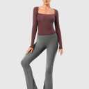 No Front Seam Flare Leggings for Women – High Waisted Bootcut Yoga Pants, Pilates Outfit for Casual Athleisure Wear