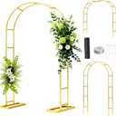 6.6FT Metal Wedding Arch Stand Gold Square Arched Backdrop FrameAssemble Freely 3 Sizes,Metal Pergola Arbor with Base for Party Ceremony Birthday Bridal Baby Shower Garden Floral Balloon Arch Decor