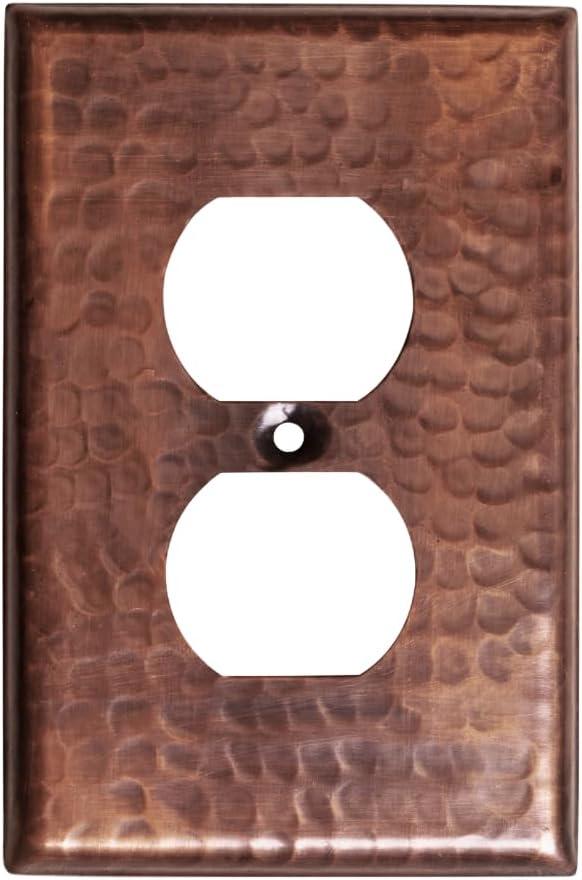 Monarch Abode Duplex Outlet Cover Plate 1-Gang Pure Copper Plug Wall Plates, Electrical Outlet Cover Plates, Electric Outlets Covers, Hand Hammered Decorative Outlets Covers Wall Plate, Pack of 1