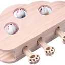 Piegricdiat Whack-a-Mole Interactive Cat Toy,Eco-Friendly Wooden Activity Center with 3 Holes for Engaging Indoor Play & Exercise (Three Hole)