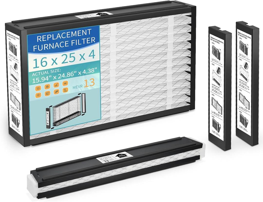 2-Pack 16x25x4 Replacement Air Filter for Honeywell FC100A1029 MERV 13 Allergy & Dust Defense, Pleated HVAC AC Furnace Filters(Actual Size: 15.94 x 24.86 x 4.38 Inches)