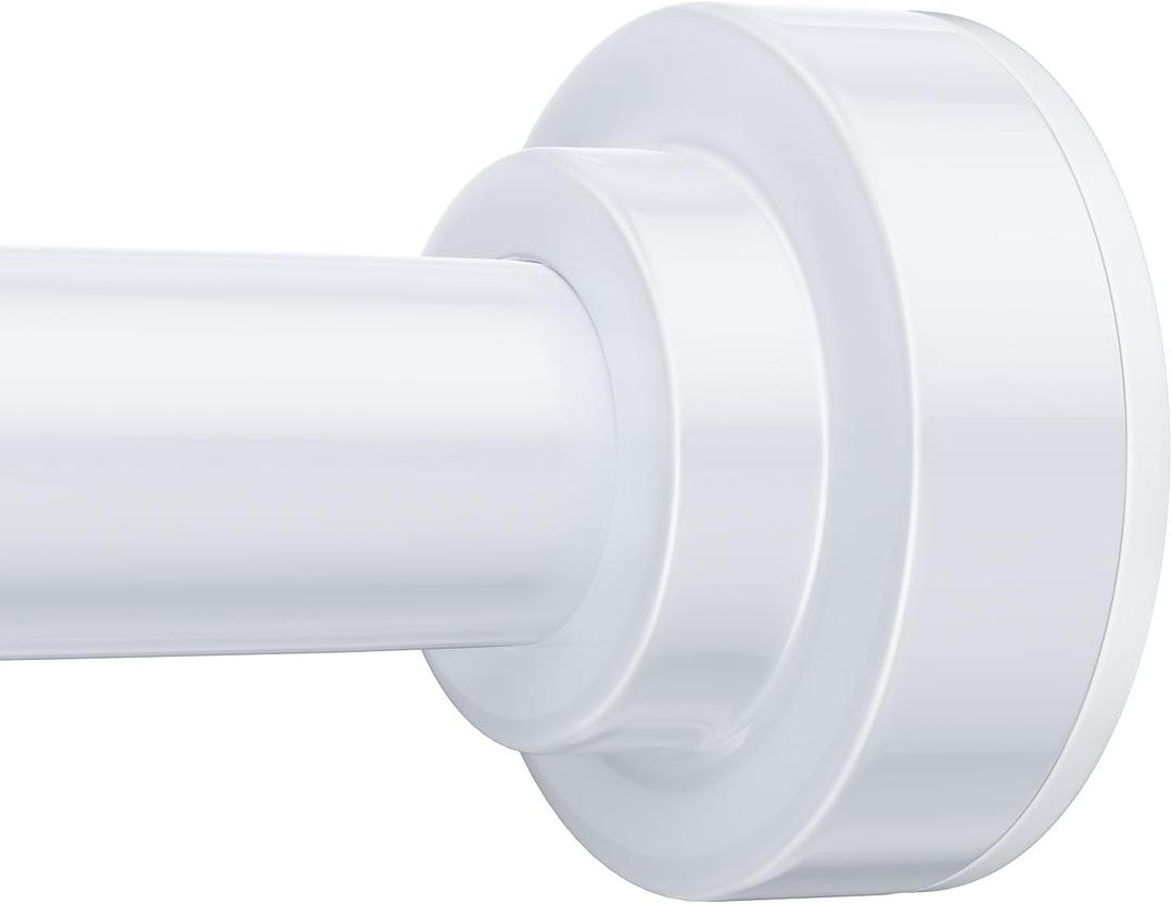 TEECK Shower Curtain Rod, 27-76 inch Adjustable Spring Tension Curtain Rod, Never Rust Anti-Slip Shower Curtain Rod for Bathroom, No Drilling, Never Collapse, Easy to Use, White