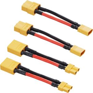 XT60 Male to XT30 Famale Adapter with 14AWG Cable and Male XT30 to Female XT60 Connector Adapter with 50MM 14AWG Cable for Lithium Battery Micro FPV Drone FPV (4 Pack)