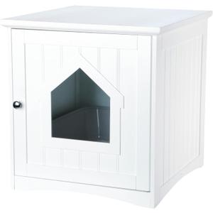 TRIXIE Litter Box Enclosure, Hidden Kitty Litter Box Cabinet, Furniture Style, White,(19.84 LBS)