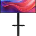 Floor TV Stand with Mount for 13-50 inch Screens, Tilting and Height Adjustable Floor Monitor Stand Mount, Portrait to Landscape, Portable TV Stand with Shelf Holds up to 77lbs Max VESA 200x200mm