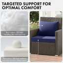 MIULEE Navy Outdoor Chair Cushion 22x22 Inch for Patio Furniture Linen Textured Waterproof & 3 Year Color Fastness Seat and Back Couch Cushion with Ties No Slip Design