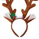 Christmas Reindeer Antlers Headbands with Red Nose, Antlers Hair Hoop Headpiece for Christmas and Holiday Parties Favors Multicolor
