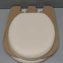 Mayfair Padded Toilet Seat, Cushioned Soft Vinyl over Wood Core Seat, Secure Hinges, Easy Clean, Made in USA, Round, Bone