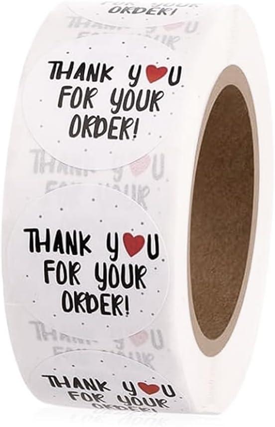 1.5 Inch Round White Thank You Sticker 500 Labels, Thank You Stickers for Small Business,Gift, Birthdays, Weddings, Giveaways, Bridal Showers